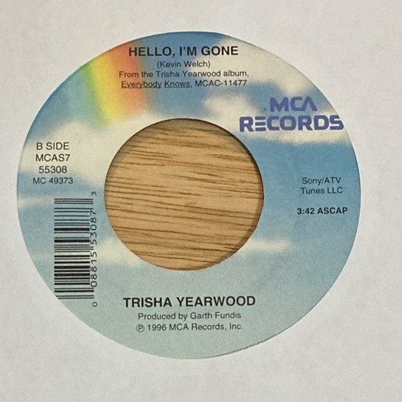 Trisha Yearwood 45 7" Vinyl Record Hello I'm Gone I need You 1996 MCA - Picture 3 of 4
